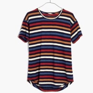 Madewell stripe short sleeve t shirt tee blouse stretchy round neck blue Small